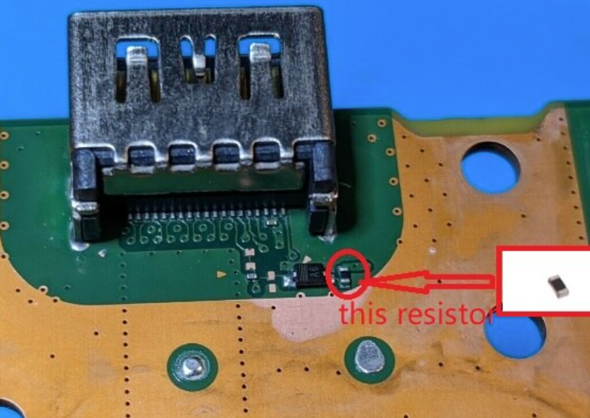 PS5 27k Resistor next to C1 diode on HDMI port