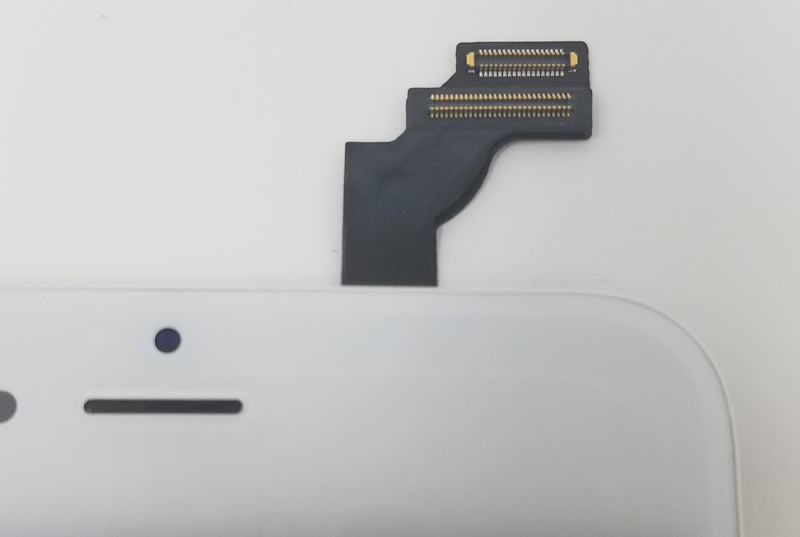  iPhone 6 Plus Aftermarket Replacement LCD White with full view polarization, 400 Nitts, cold pressed frame with camera brackets, and Dual Driver touch IC