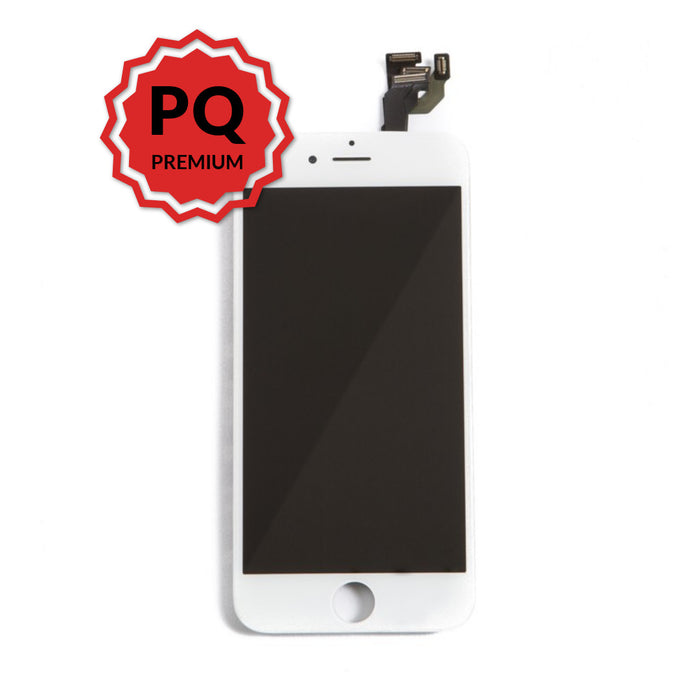 iPhone 6 Premium LCD White and flex cables with full view polarization, premium backlight, cold pressed frame with camera and proximity sensor brackets