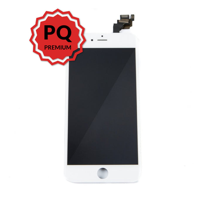 iPhone 6 Plus Premium LCD White and flex cables with full view polarization, premium backlight, cold pressed frame with camera and proximity sensor brackets, and 3D touch functionality