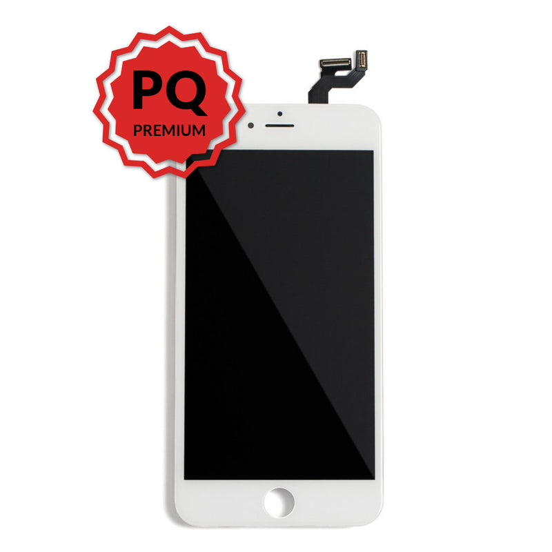 iPhone 6s Plus Premium LCD White and flex cables with full view polarization, premium backlight, cold pressed frame with camera and proximity sensor brackets, and 3D touch functionality