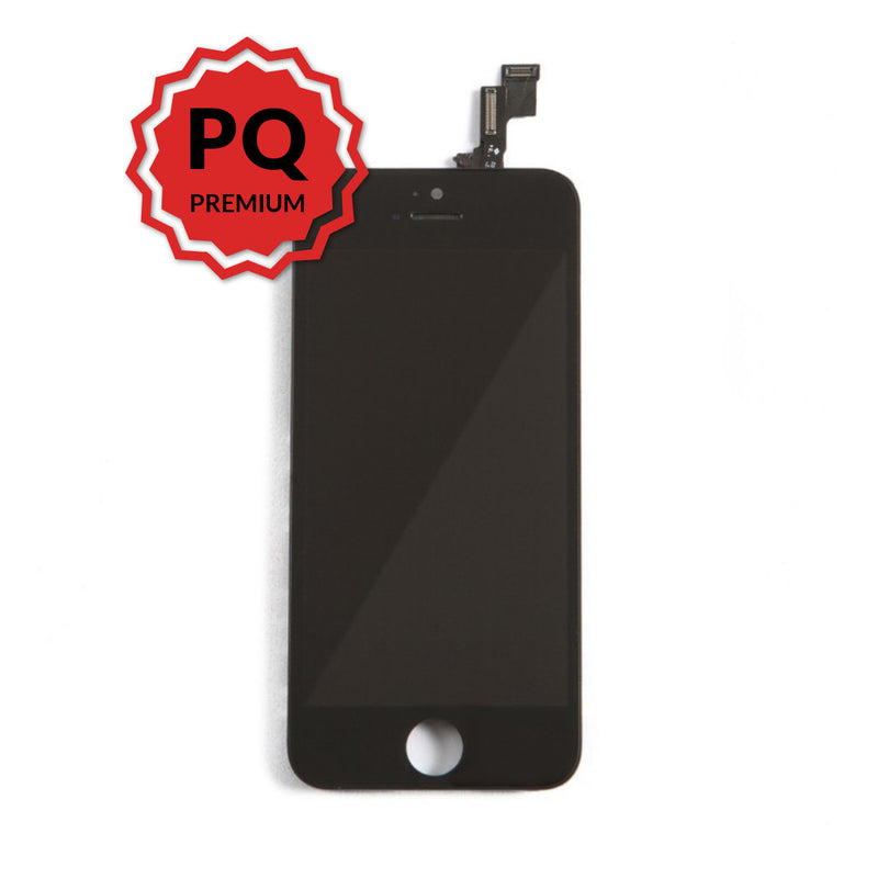 Phone 5s/SE Premium LCD Black and flex cables with full view polarization, premium backlight, cold pressed frame with camera and proximity sensor brackets