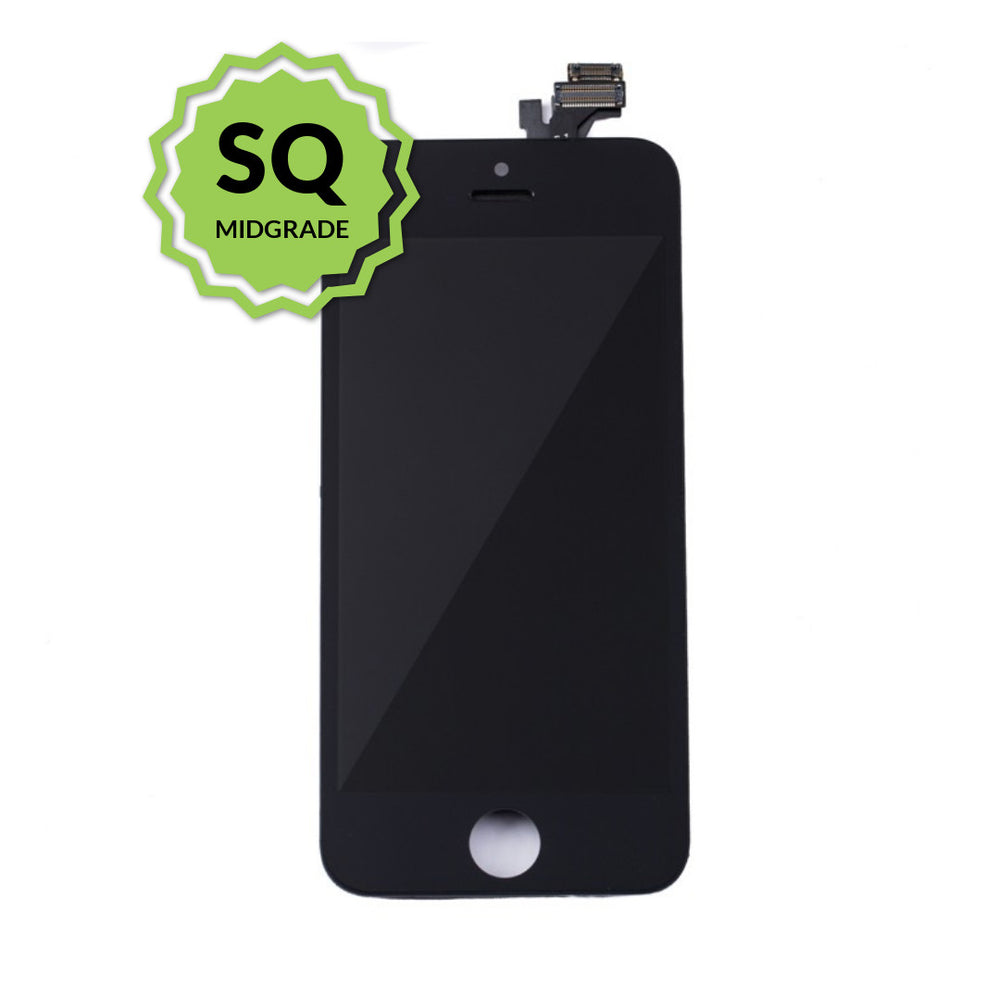  iPhone 5 Aftermarket Replacement LCD with full view polarization, 400 Nitts, cold pressed frame with camera brackets, and Dual Driver touch IC