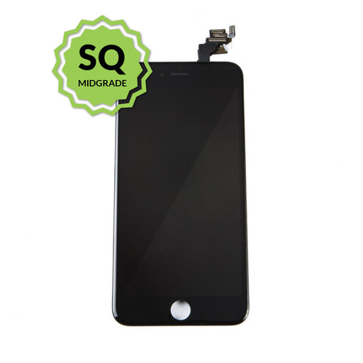  iPhone 6 Plus Aftermarket Replacement LCD Black with full view polarization, 400 Nitts, cold pressed frame with camera brackets, and Dual Driver touch IC
