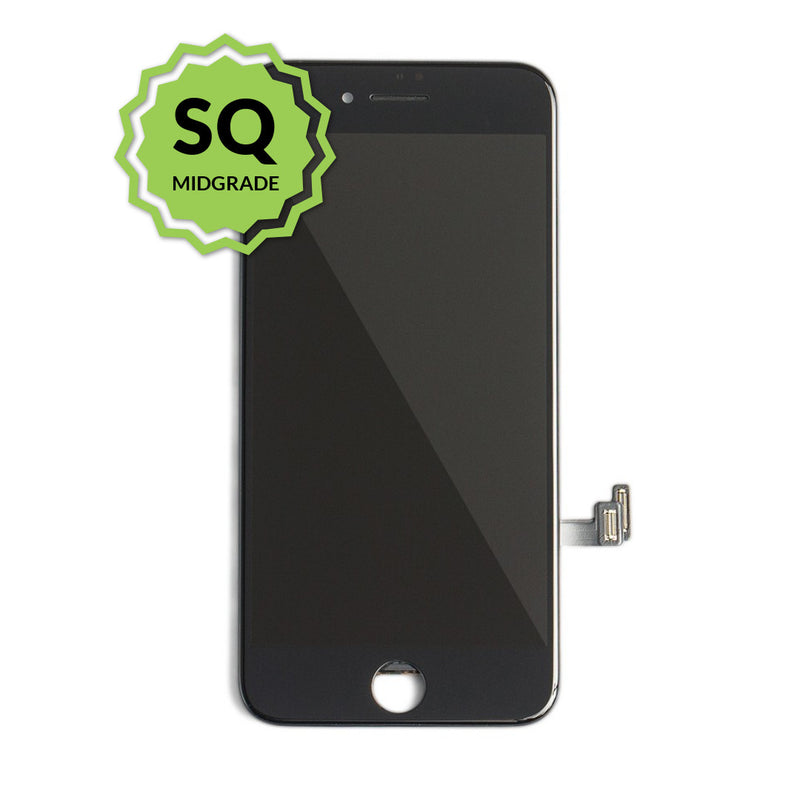  iPhone 7 Plus Aftermarket Replacement LCD Black with full view polarization, 400 Nitts, cold pressed frame with camera brackets, and Dual Driver touch IC